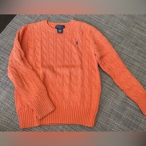 Polo by Ralph Lauren Boy’s Size 8/10 Orange Cotton Cable Knit Sweater